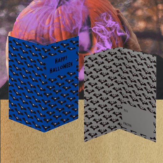 Bat Patterns Halloween Blue Classroom Exchange Car Visitenkarten