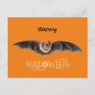 Bat Pipistrellus Illustration glückliches Hallowee Feiertagspostkarte
