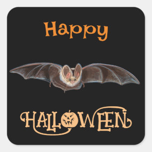 Bat Pipistrellus Illustration glückliches Hallowee Quadratischer Aufkleber