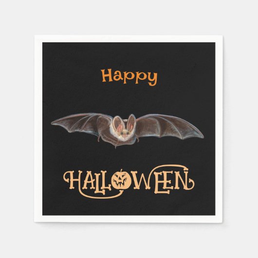 Bat Pipistrellus Illustration glückliches Hallowee Serviette (Vorderseite)