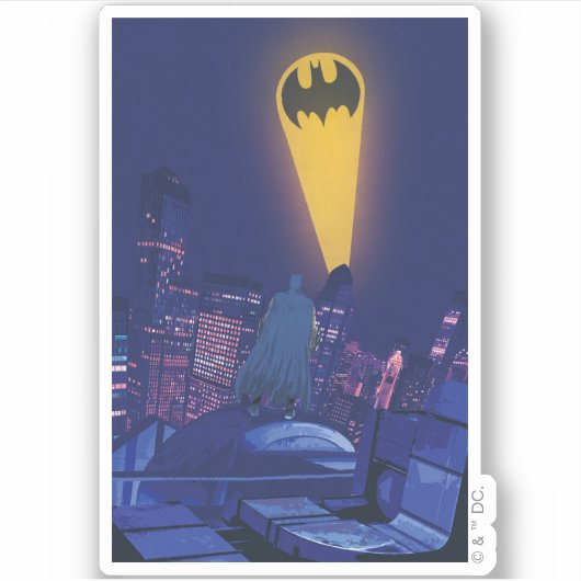 Bat Signal Over Gotham Aufkleber (Vorderseite)