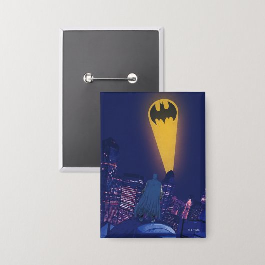 Bat Signal Over Gotham Button (Vorderseite/Rückseite)