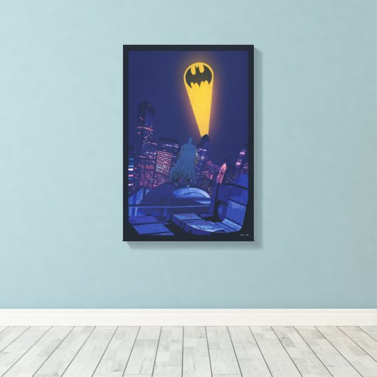 Bat Signal Over Gotham Leinwanddruck (Insitu (Holzboden))