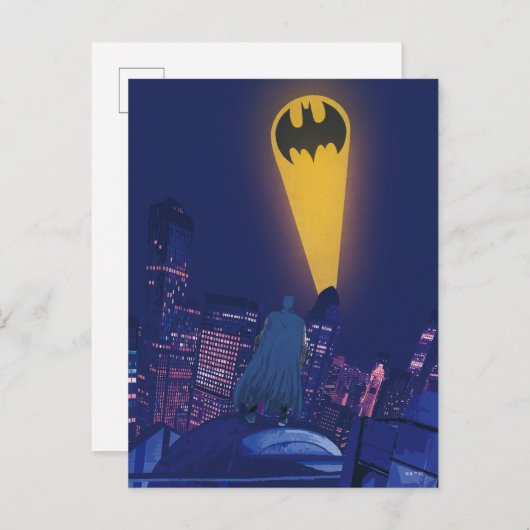 Bat Signal Over Gotham Postkarte (Vorne/Hinten)