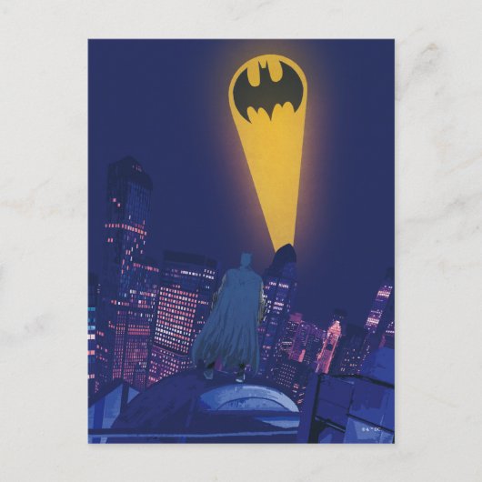 Bat Signal Over Gotham Postkarte (Vorderseite)