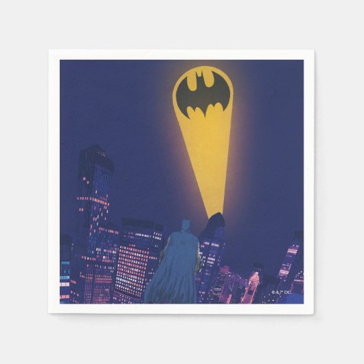 Bat Signal Over Gotham Serviette (Vorderseite)