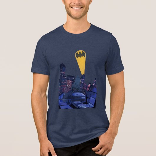 Bat Signal Over Gotham Tri-Blend Shirt (Vorderseite)