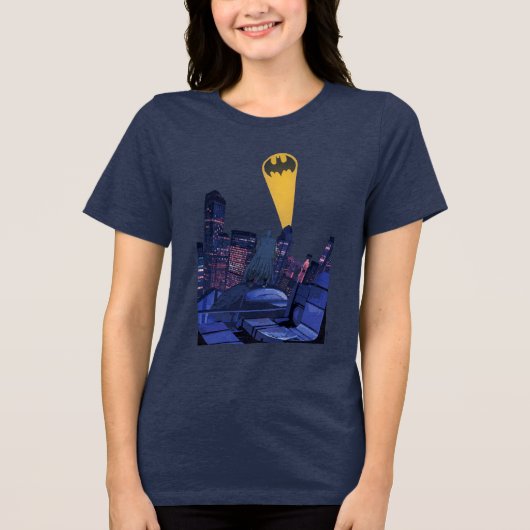 Bat Signal Over Gotham Tri-Blend Shirt (Vorderseite)