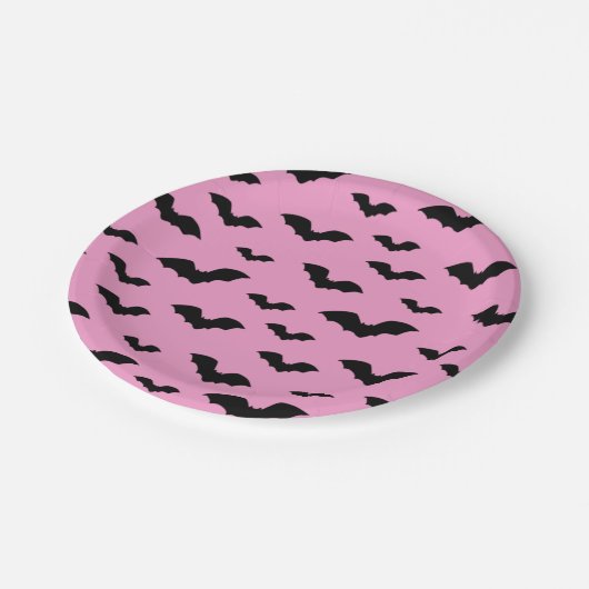Bat silhouettes in pink pappteller (Schrägansicht)