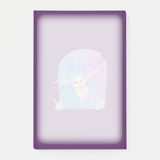 Bat Skeleton RIP Gravestone Halloween Zeichne Post-it Klebezettel (Vorderseite)