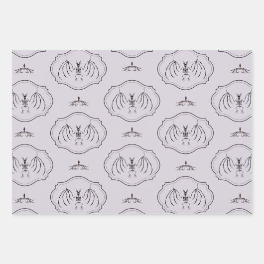 Bat Skeleton Spooky Goth Lavender Geschenkpapier Set (Vorderseite 2)