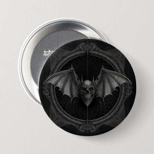 Bat Skull Gothic Dark, Ai generierte Design Button (Vorne & Hinten)