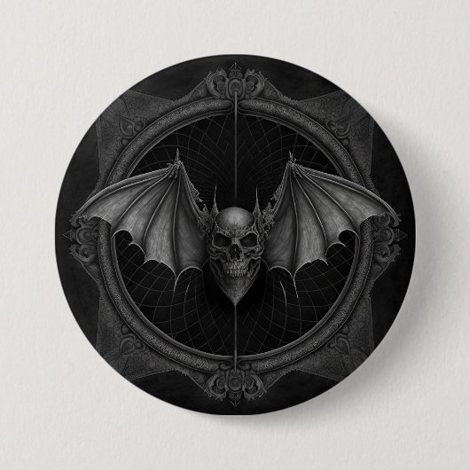 Bat Skull Gothic Dark, Ai generierte Design Button (Vorderseite)