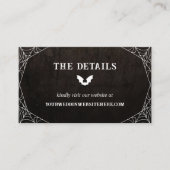 Bat & Spiderwebs Goth Halloween Wedding Details Begleitkarte (Vorderseite)