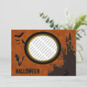 Bat, Spuk Haus Foto Rahmen und Orange Sky Einladung (Stehend Vorderseite)