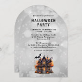 Bat Spuk House Pumpkins Halloween-Party Einladung (Vorne/Hinten)