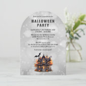 Bat Spuk House Pumpkins Halloween-Party Einladung (Stehend Vorderseite)