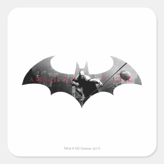 Bat Symbol für Arkham City Quadratischer Aufkleber (Vorderseite)