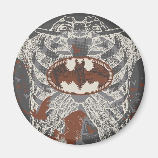 Bat Symbol Ribcage Vintag Collage Magnet (Vorne)