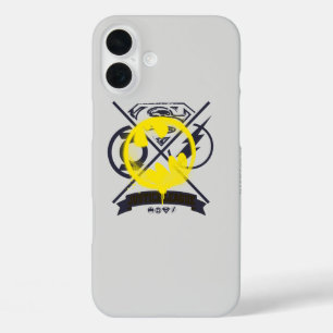 Bat-Symbol über Gerechtigkeitsliga markiert iPhone 16 Plus Hülle