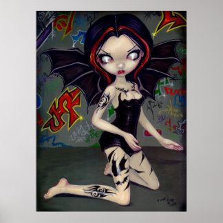 Bat Tattoos Städtische Märchen Tribal Graffiti Kun Poster