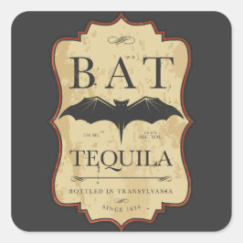 Bat Tequila Vintages Halloween-Label Quadratischer Aufkleber