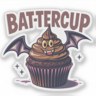 Bat-tercup Funny Halloween Cupcake Food Pun Aufkleber