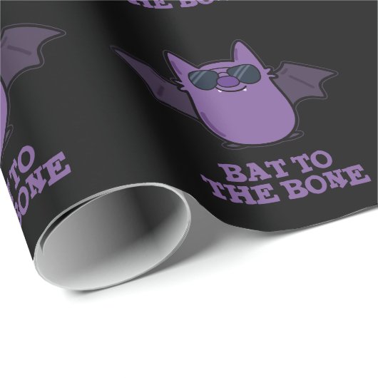 Bat to the Bone Funny Animal Pub Dark BG Geschenkpapier (Rolleneckpunkt)