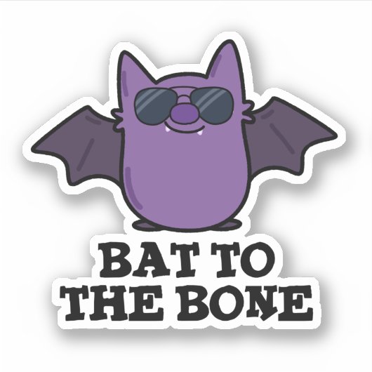 Bat to the Bone Funny Animal Puff Aufkleber (Vorderseite)