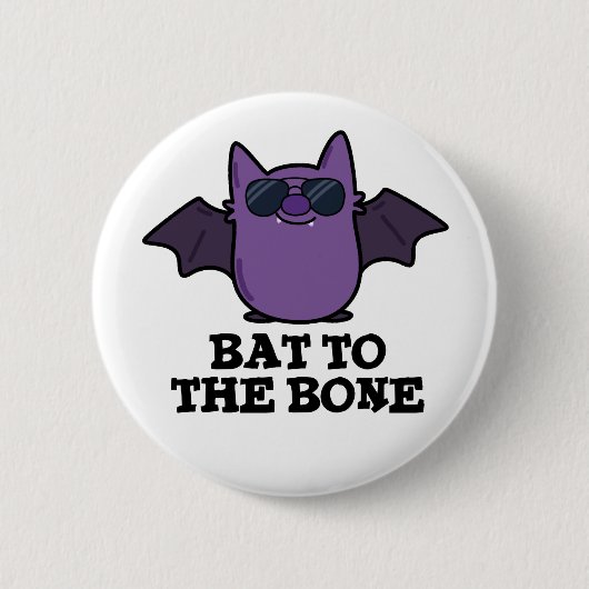 Bat to the Bone Funny Animal Puff Button (Vorderseite)