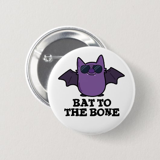 Bat to the Bone Funny Animal Puff Button (Vorne & Hinten)