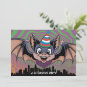 Bat über der psychedelischen Stadt Einladung (Stehend Vorderseite)