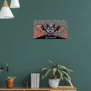 Bat über der psychedelischen Stadt Poster