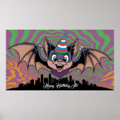 Bat über der psychedelischen Stadt Poster (Vorne)