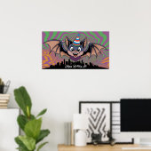 Bat über der psychedelischen Stadt Poster (Heimbüro)