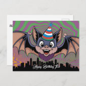 Bat über der psychedelischen Stadt Postkarte (Vorne/Hinten)