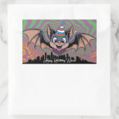 Bat über der psychedelischen Stadt Rechteckiger Aufkleber (Tasche)