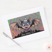 Bat über der psychedelischen Stadt Rechteckiger Aufkleber (Umschlag)