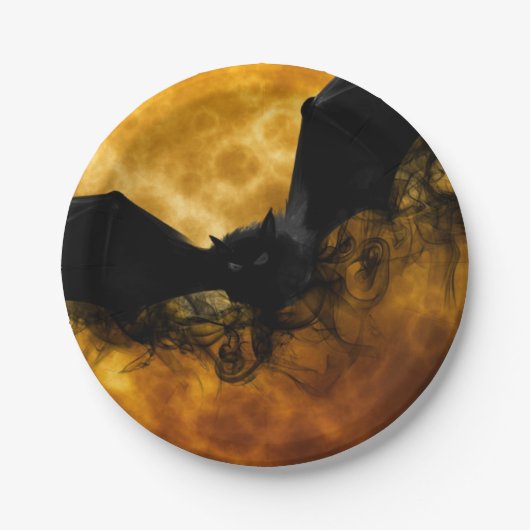 Bat und Ernte Mond fallen schwarz gelb elegant Pappteller (Vorderseite)