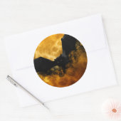 Bat und Ernte Mond fallen schwarz gelb elegant Runder Aufkleber (Umschlag)