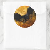 Bat und Ernte Mond fallen schwarz gelb elegant Runder Aufkleber (Tasche)