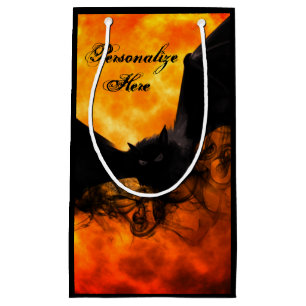 Bat und Ernte Mond fallen schwarz orange elegant Kleine Geschenktüte