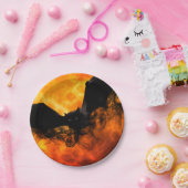 Bat und Ernte Mond fallen schwarz orange elegant Pappteller (Party)