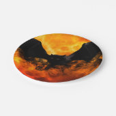 Bat und Ernte Mond fallen schwarz orange elegant Pappteller (Schrägansicht)
