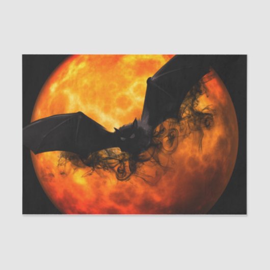 Bat und Ernte Mond fallen schwarz orange elegant Seidenpapier (Vorderseite)