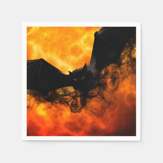 Bat und Ernte Mond fallen schwarz orange elegant Serviette (Vorderseite)