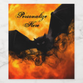 Bat und Ernte Mond fallen schwarz orange elegant Weinetikett (Einzelnes Label)