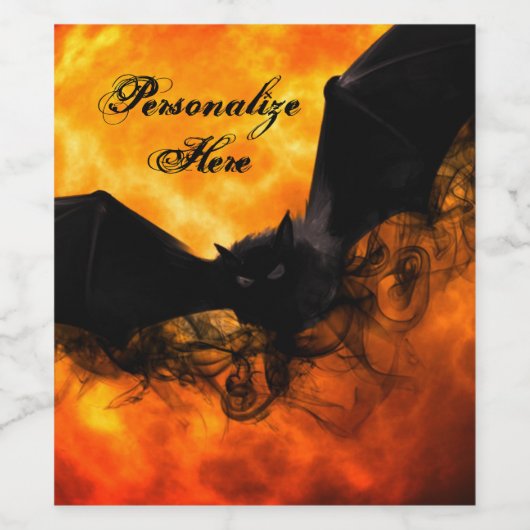 Bat und Ernte Mond fallen schwarz orange elegant Weinetikett (Einzelnes Label)