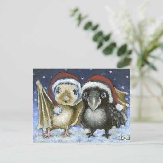Bat und Rabe Postkarte (Stehend Vorderseite)