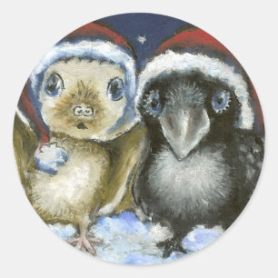 Bat und Rabe Runder Aufkleber